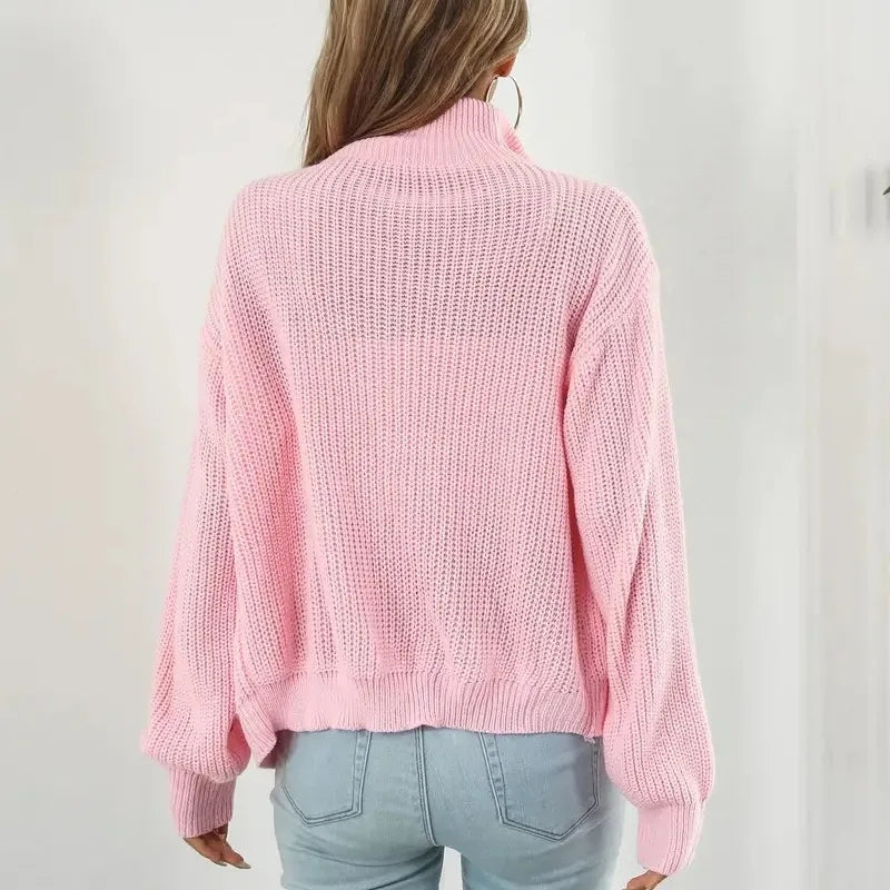 Strickjacke für Herren – Stehkragen, Reißverschluss und Puffärmel