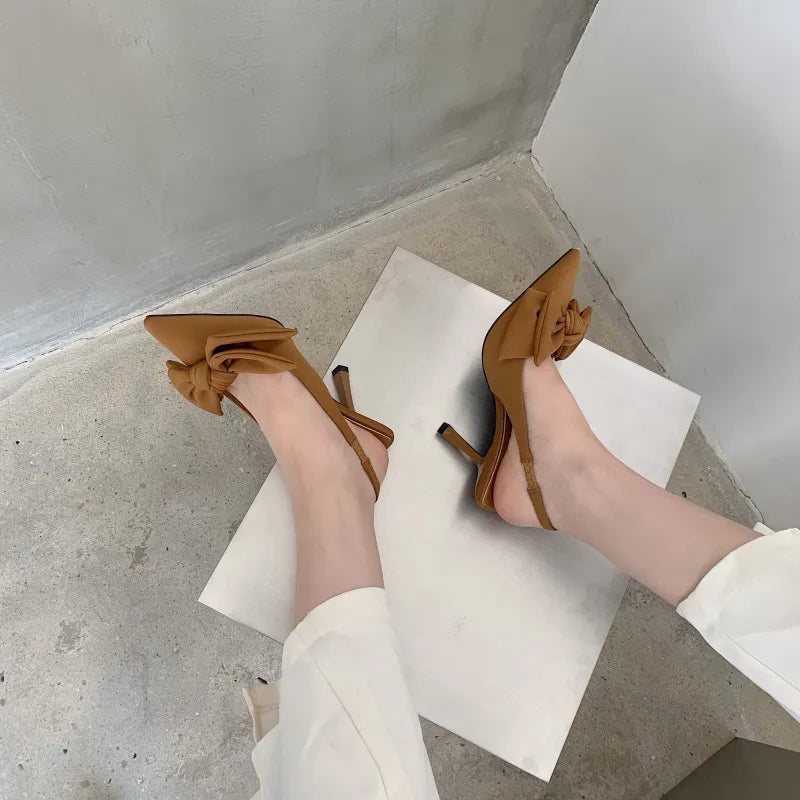 Damen Slingback-Pumps – Schleifendetail & Stiletto-Absatz