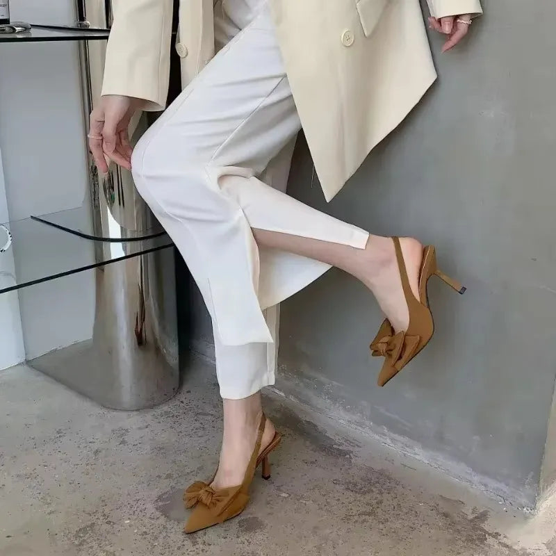 Damen Slingback-Pumps – Schleifendetail & Stiletto-Absatz