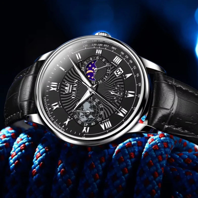 Elegante Herrenuhr – Edelstahl & schwarzes Zifferblatt