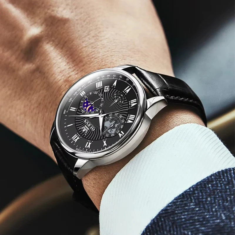 Elegante Herrenuhr – Edelstahl & schwarzes Zifferblatt