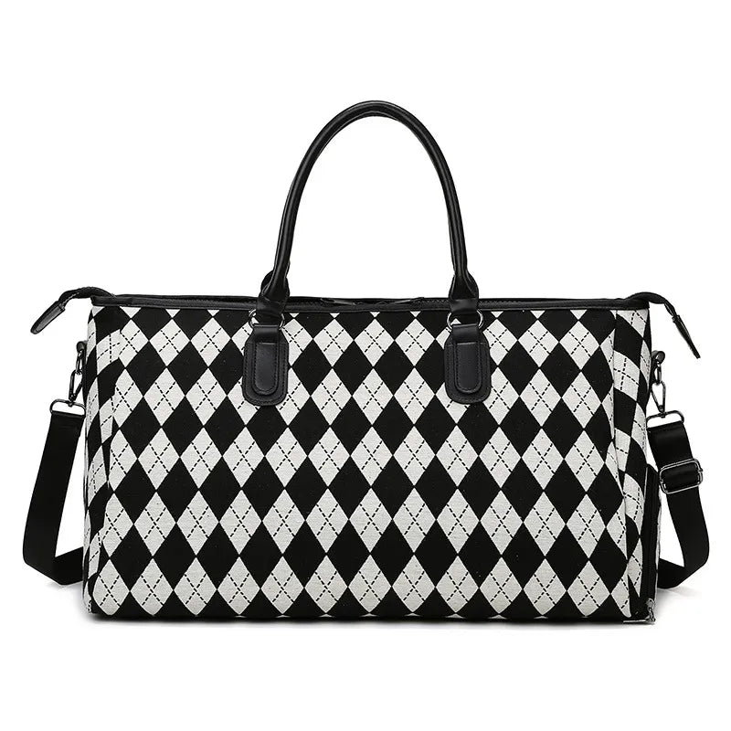 Reisetasche für Herren – Karomuster & separates Fach für feuchte Kleidung