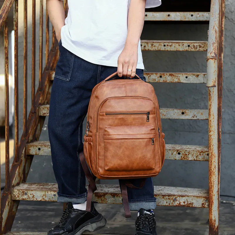 Geschäfts-Rucksack für Herren – Kunstleder, USB-Anschluss, 15,6" Fach